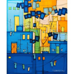 Salman Farooqi, 24 x 30 Inch, Acrylic on Canvas, Cityscape Painting, AC-SF-439